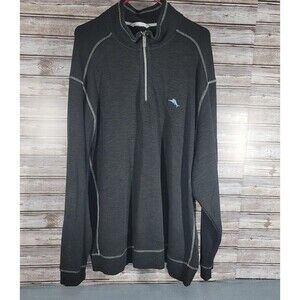 Tommy Bahama Sweater Men’s 2XL Black Tobago Bay Half Zip Pullover